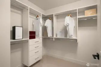 Primary walk-in closet with built-ins.