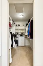 Tons of room to organize everything in this walk in closet.