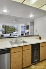 Updated appliances with wine fridge.