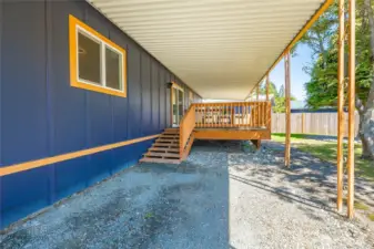 Covered parking with entry to kitchen area