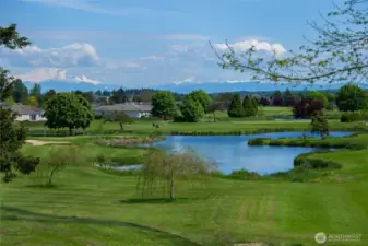 Golf course with water features make it a beautiful, scenic area.