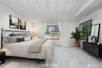 Virtually staged primary bedroom.