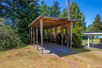 RV carport comes complete with hookups for electric and water.