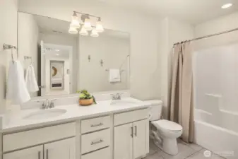 Hall bathroom with the tub