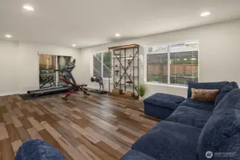 Spacious recreation room with the slider to the patio.