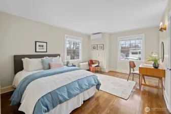 Bedroom two with windows facing south and west