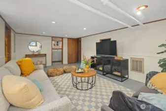 Lower level TV/rec room.