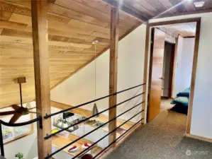 Roomy Loft overlooks the living below and the doorway into upstairs bedroom