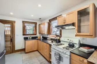 Ample cabinets and sleek countertops.