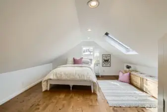 Bedroom upstairs with wardrobe closet.