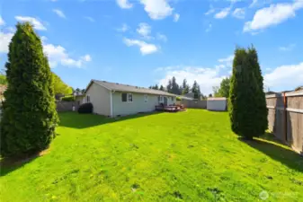 Backyard & side yard - fully fenced yard.