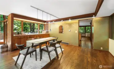 The dining area with built-in buffet.
