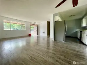 Living Room and Kitchen near Garage Door