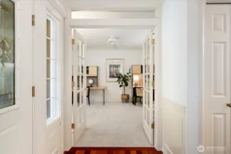 Located just off the entry, the spacious and private office is ideal for remote work or quiet study.