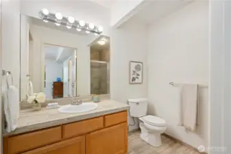 Enjoy the convenience and privacy of a thoughtfully designed en suite bathroom.
