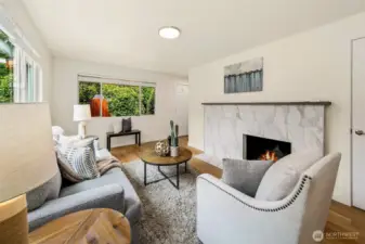 Family room with hardwood floor
