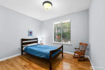 Bedroom 1 with beautiful refinished hardwoods