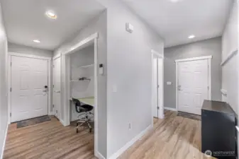 Thoughtfully designed entry with a built in workspace, perfect for remote work or organization.