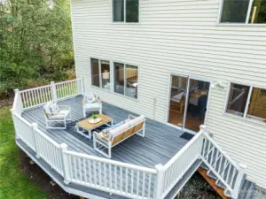 Spacious, low-maintenance Trex® deck installed in 2021, perfect for BBQs or enjoying the surrounding wildlife