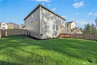 The fully fenced backyard offers a generous, level lawn—perfect for play, pets, or gardening—while maintaining a clean, modern look that complements the home’s exterior. With direct access from the main-level deck, this private outdoor space is ideal for entertaining, relaxing, or enjoying everyday life outdoors. Thoughtfully landscaped and easy to maintain, it’s a rare combination of space, privacy, and functionality.