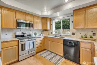 Granite Counters, oak cabinets
