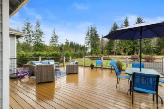 Perfect privacy and views, with wildlife strolling though and an occasional eagle soaring overhead, this deck is made easy living.