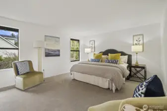 Extra large upstairs primary suite. Lovely views, big closet space, and remodeled ensuite bath.