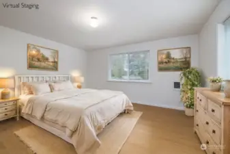 Lower level bedroom with virtual staging