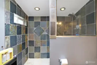 Primary bath - custom walk in slate shower