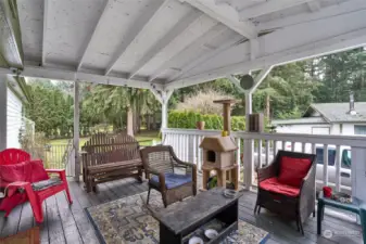 Covered porch for outdoor living.