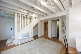 Lower level mud room comes in from backyard and garage makes great flex space.