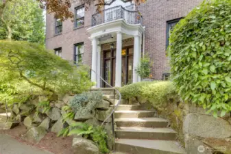 Stairs up to the entrance