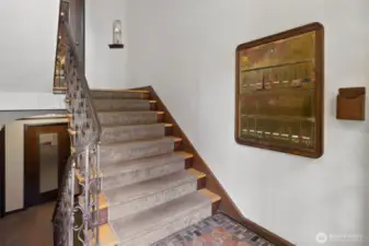 Foyer with mailboxes