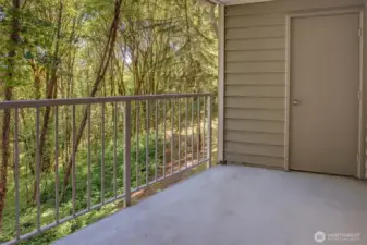 Balcony offers storage closet