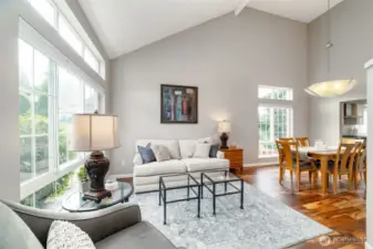 Expansive formal living room with soaring ceilings