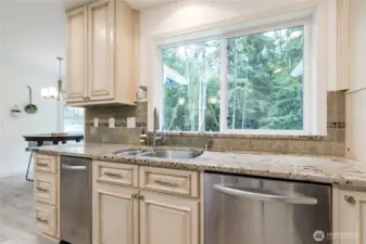 Take in the view of your gorgeous back yard from the kitchen window. Note the instant hot water dispenser!