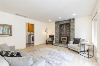 Laundry room and garage access are conveniently positioned off the family room