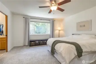 Spacious primary suite with private bath. New carpets and interior paint in 2023.