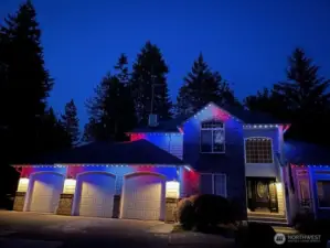 Express your personality or celebrate the season with the permanent programmable lighting under the eaves.