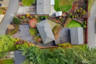 Aerial view highlighting the property and its grounds, perfect for visualizing outdoor spaces, layout and potential uses