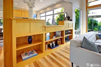 Built-ins on opposite side from TV.