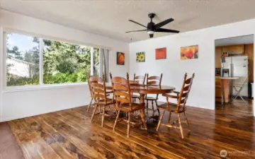 Dining room, with entrance to kitchen on right.