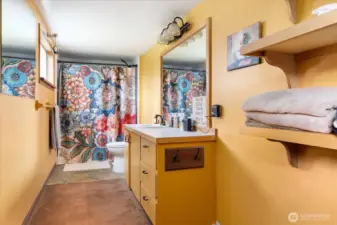 Looking back toward primary bedroom in primary bath.