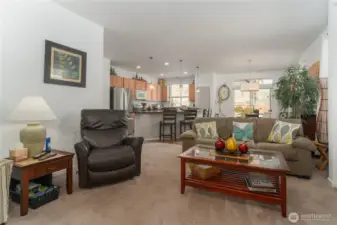 Living room looking towards the kitchen and dining area