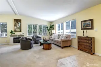 Walls of windows overlook spectacular views of ponds, woods, wildlife. Feels like a private retreat.