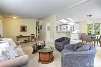 Open concept common spaces invite conversation, entertaining