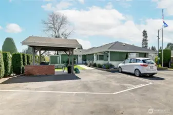 Green Acres Park Clubhouse with covered bbq area.