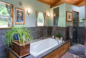 Main bathroom tub and shower