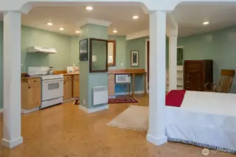 Lower studio with kitchen