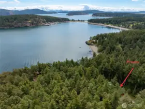 Aerial looking southeast toward Spencer's Landing Marina